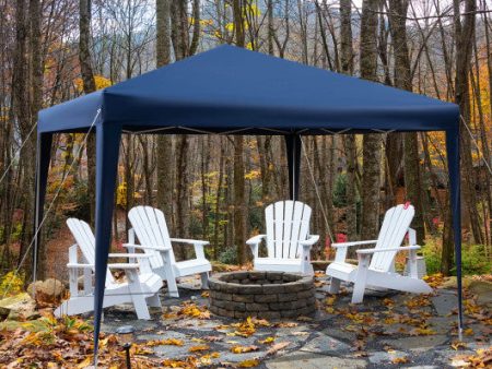 10 x 10 Feet Outdoor Pop-up Patio Canopy for  Beach and Camp-Blue Online now