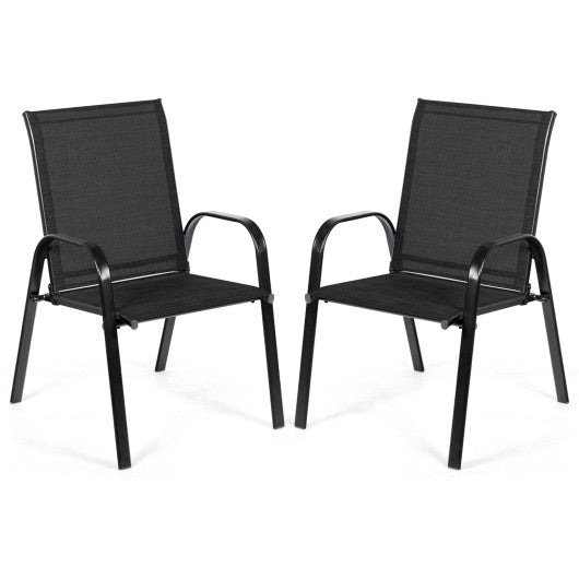 2 Pcs Patio Outdoor Dining Chair with Armrest-Black For Cheap