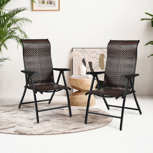 Patio Rattan Folding Chair with Armrest Online Hot Sale