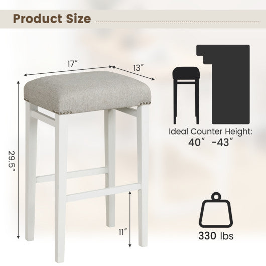 2 Pieces 24.5 29.5 Inch Backless Barstools with Padded Seat Cushions-29.5 inches Online Sale