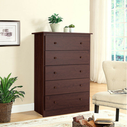 Functional Storage Organized Dresser with 5 Drawer-Brown Supply