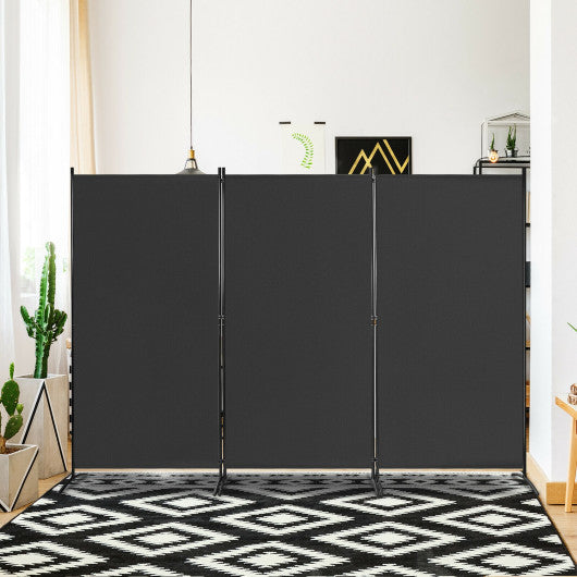 3-Panel Room Divider Folding Privacy Partition Screen for Office Room-Black Hot on Sale