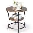 2-Tier Round End Table with Open Storage Shelf and Sturdy Metal Frame-Natural Hot on Sale