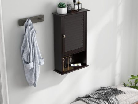 Bathroom Wall Mount Storage Cabinet Single Door with Height Adjustable Shelf-Rustic Brown Online Sale