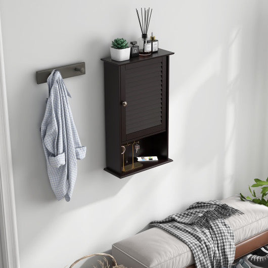 Bathroom Wall Mount Storage Cabinet Single Door with Height Adjustable Shelf-Rustic Brown Online Sale