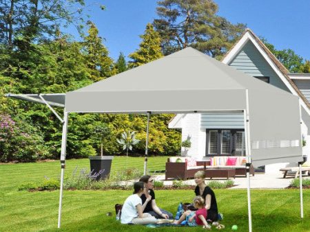 17 Feet x 10 Feet Foldable Pop Up Canopy with Adjustable Instant Sun Shelter-Gray Online Sale