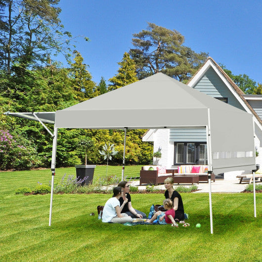 17 Feet x 10 Feet Foldable Pop Up Canopy with Adjustable Instant Sun Shelter-Gray Online Sale