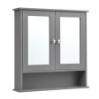 Bathroom Wall Mount Mirror Cabinet Organizer-Gray Sale