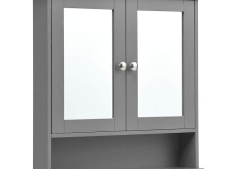 Bathroom Wall Mount Mirror Cabinet Organizer-Gray Sale