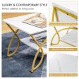 2-Tier Coffee Table Gold Rectangle for Living Room-Golden For Discount