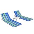 3 Pieces Beach Lounge Chair Mat Set 2 Adjustable Lounge Chairs with Table Stripe-Stripe Online now