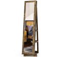 360° Rotatable 2-in-1 Lockable Jewelry Cabinet with Full-Length Mirror-Rustic Brown on Sale