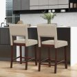 2 Piece Bar Chair Set with Hollowed Back and Rubber Wood Legs-Beige Online