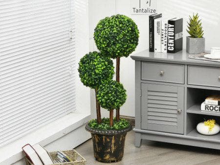 36-Inch Artificial Topiary Triple Ball Tree for Indoor and Outdoor Sale