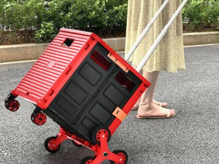 Costway Foldable Utility Cart for Travel and Shopping-Red Fashion