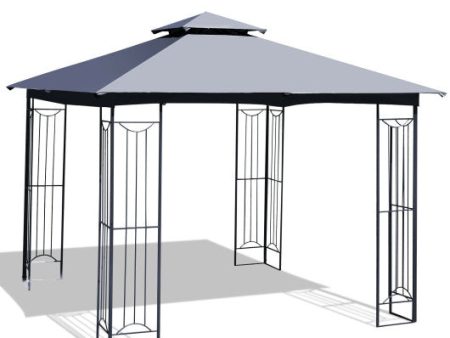 10 x 10 Feet L-Shaped Patio Canopy Gazebo Outdoor 2-Tier Steel Tent-Gray Discount