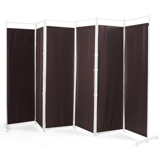 6-Panel Room Divider Folding Privacy Screen-Brown Fashion