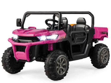 2-Seater Kids Ride On Dump Truck with Dump Bed and Shovel-Pink Discount