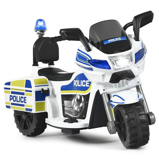 6V 3-Wheel Kids Police Ride On Motorcycle with Backrest For Discount