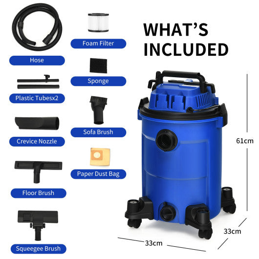 3 in 1 6.6 Gallon 4.8 Peak HP Wet Dry Vacuum Cleaner with Blower-Blue Supply