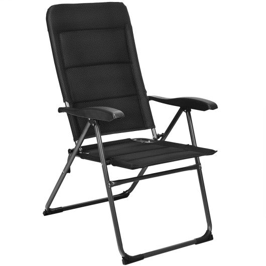 Set of 4 Patio Folding Chairs with Adjustable Backrest-Black Online