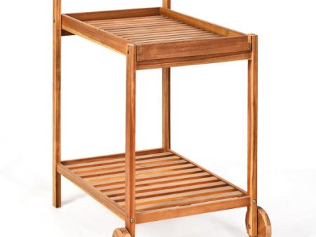 2-Tier Rolling Kitchen Island Serving Cart with Legs and Handle For Cheap