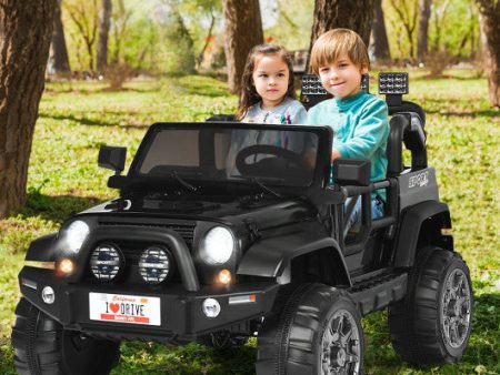 12V 2-Seater Ride on Car Truck with Remote Control and Storage Room-Black Cheap