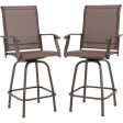 2 Pieces Patio 360 Rotation Swivel Bar Stool Set-Brown Online now