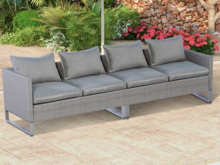 2 Pieces Patio Furniture Sofa Set with Cushions and Sofa Clips-Gray Online Hot Sale