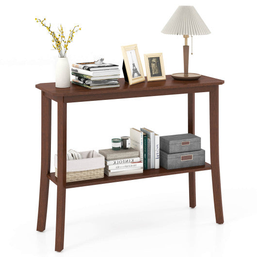 2-Tier Freestanding Wooden Console Table with Open Shelf For Discount