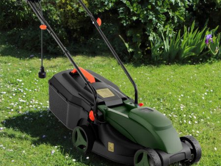 12-AMP 13.5 Inch Adjustable Electric Corded Lawn Mower with Collection Box-Green Online Hot Sale