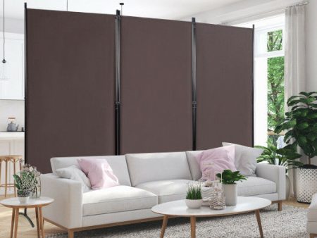 3-Panel Room Divider Folding Privacy Partition Screen for Office Room-Brown Online Hot Sale