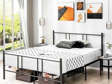 Full Queen Size Platform Bed Frame with High Headboard-Full Size Online