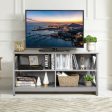 Wooden TV Stand Entertainment for TVs up to 55 Inch with X-Shaped Frame-Gray Hot on Sale