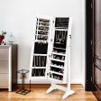 Jewelry Cabinet Stand Mirror Armoire with Large Storage Box-White Online now