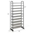 10-Tier Free-Standing Metal Frame Shoe Rack Online