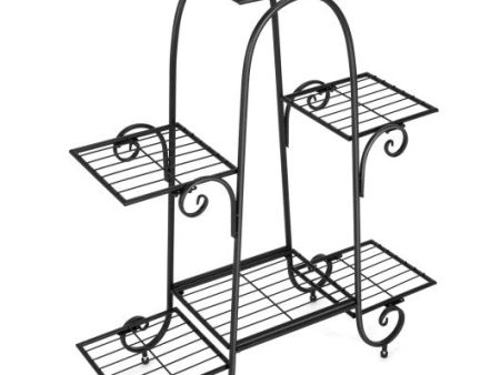 6-Tier Plant Stand with Adjustable Foot Pads-Black Online Sale