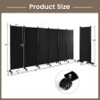 6 Panel 5.7 Feet Tall Rolling Room Divider on Wheels-Black Online now