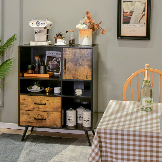 Industrial Buffet Sideboard Kitchen Cupboard with Cubbies Drawers-Rustic Brown Discount