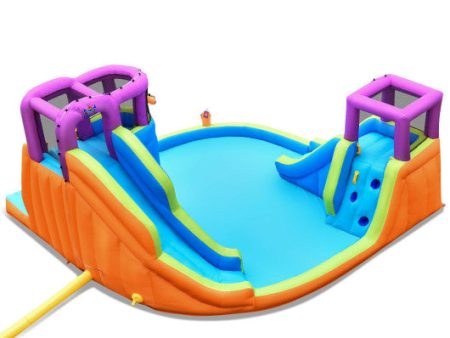 6-in-1 Inflatable Dual Water Slide Bounce House Without Blower Online