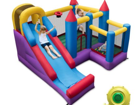 5-in-1 Inflatable Bounce House with 735W Blower and 50 Ocean Balls Fashion