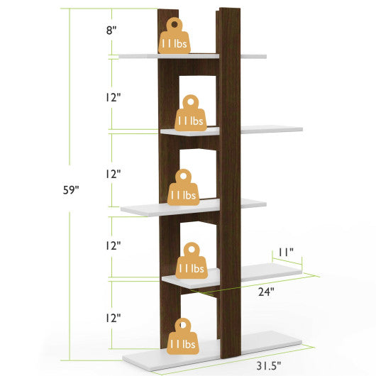 5-Tier Freestanding Bookshelf with Anti-Toppling Device Online Hot Sale