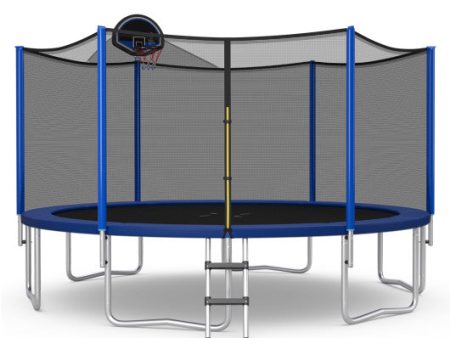 15 16 Feet Outdoor Recreational Trampoline with Enclosure Net-16 ft For Sale