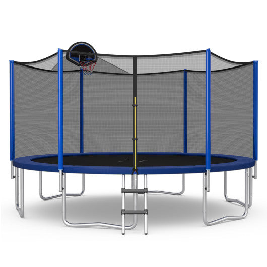 15 16 Feet Outdoor Recreational Trampoline with Enclosure Net-16 ft For Sale