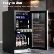 15 Inch 100 Can Built-in Freestanding Beverage Cooler Refrigerator with Adjustable Temperature and Shelf-Silver For Cheap