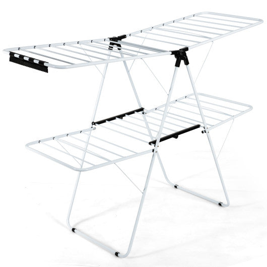 2-Level Foldable Clothes Drying Rack with Adjustable Gullwing For Cheap