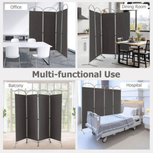 6.2Ft Folding 4-Panel Room Divider for Home Office Living Room -Gray Online Sale