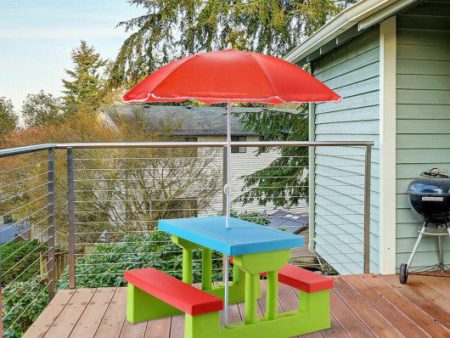 Kids Picnic Folding Table and Bench with Umbrella Online Hot Sale