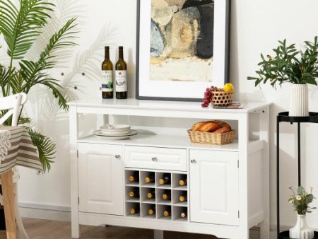 Elegant Classical Multifunctional Wooden Wine Cabinet Table White Discount