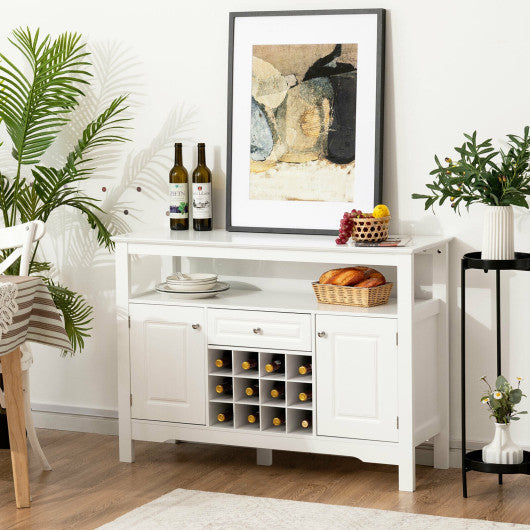 Elegant Classical Multifunctional Wooden Wine Cabinet Table White Discount